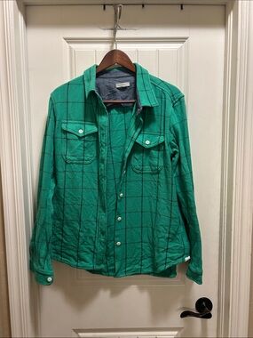 Outerknown M/L Green Plaid blanket organic cotton Shirt Jacket